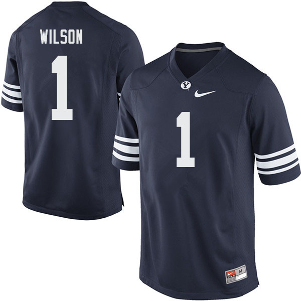 Men #1 Zach Wilson BYU Cougars College Football Jerseys Sale-Navy - Click Image to Close